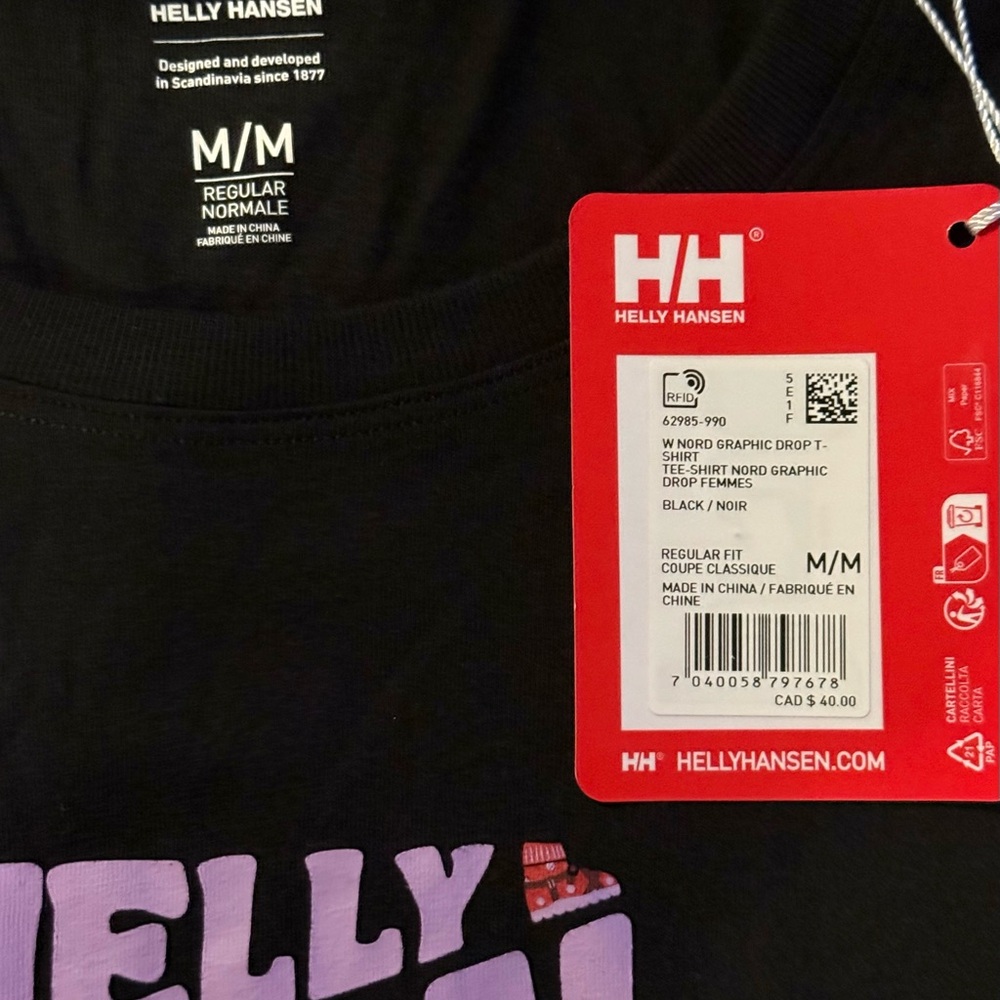 Helly Hansen Black and Purple Women's Tee (Brand New) - Picture 10 of 11